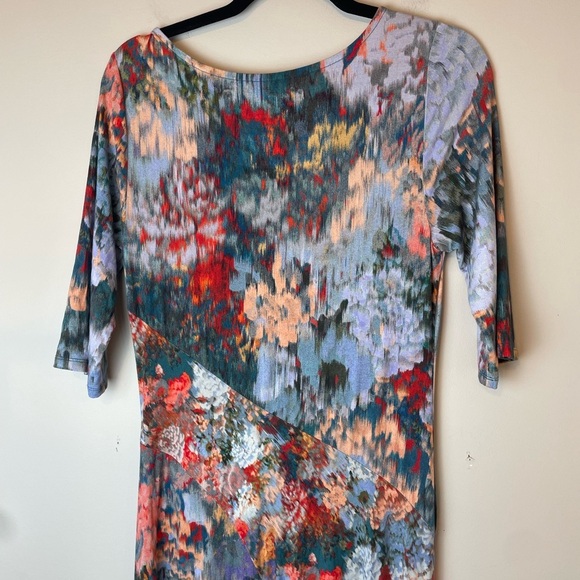 Soft Surroundings Red and Blue Abstract Sheath Dress with 3/4 Sleeves Small - Picture 7 of 10